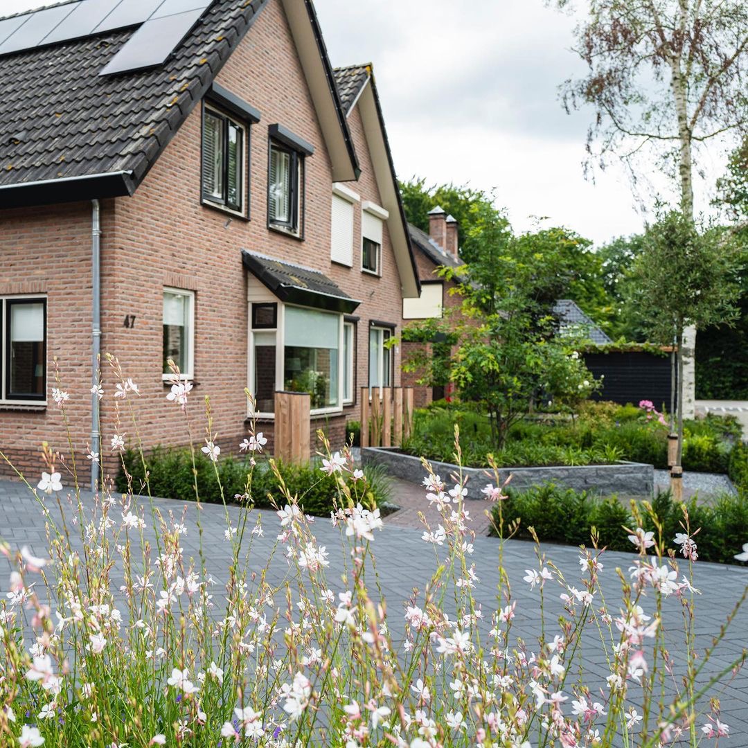 Groene voortuin bij woning
